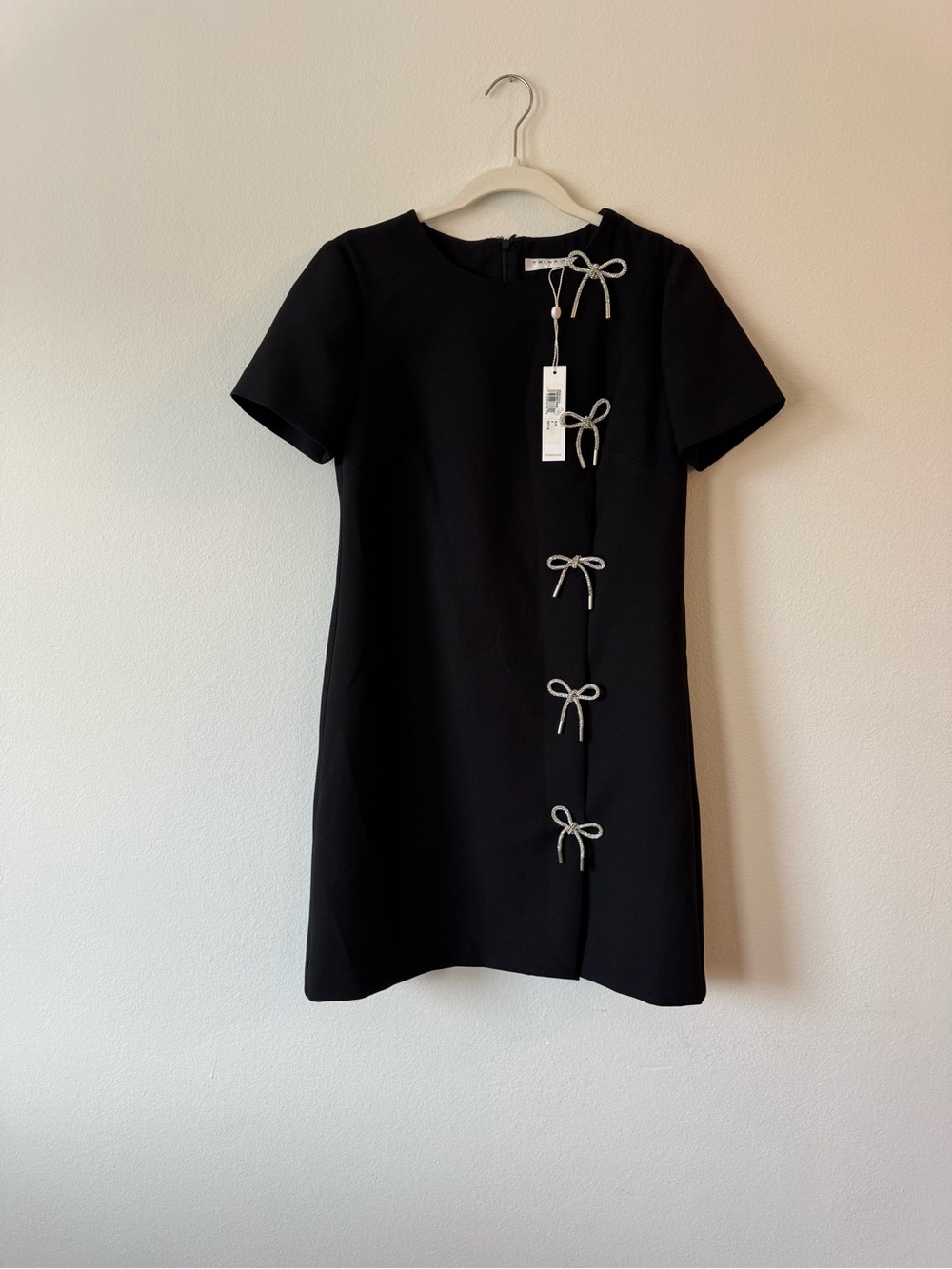 Trina Turk Black Dress with Crystal Bow Accent